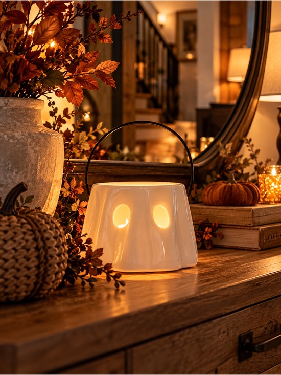 Other - Ceramic Ghost Lantern Candle Holder - White